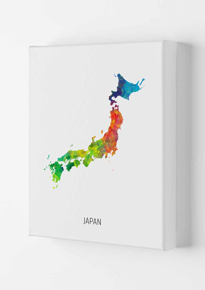 Japan Watercolour Map Art Print by Michael Tompsett Canvas