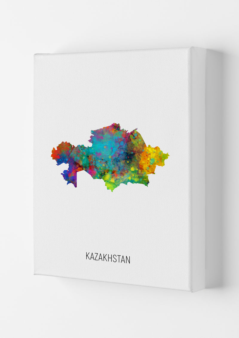 Kazakhstan Watercolour Map Art Print by Michael Tompsett Canvas