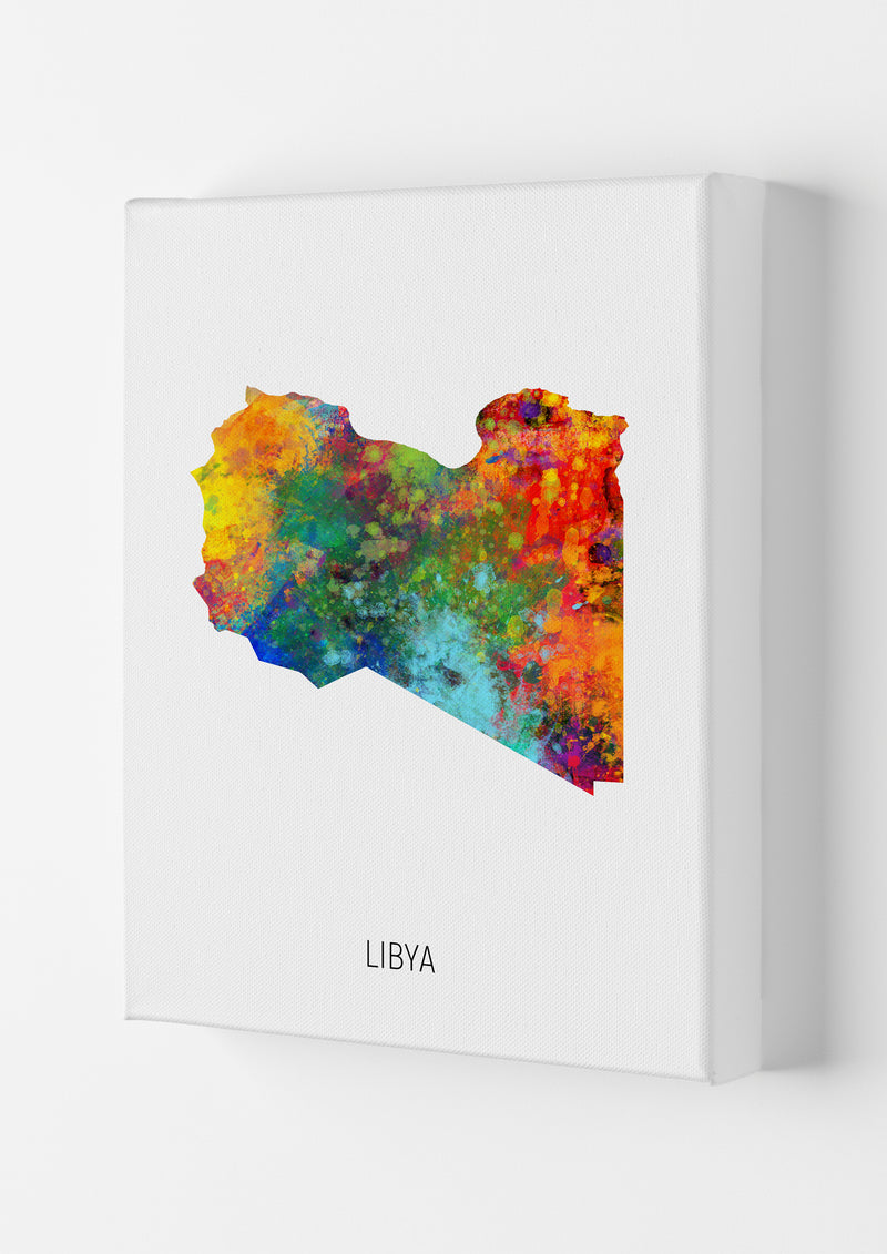 Libya Watercolour Map Art Print by Michael Tompsett Canvas
