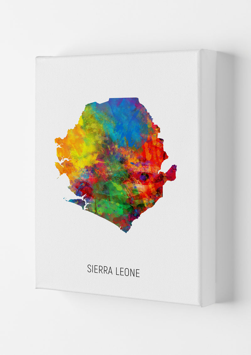 Sierra Leone Watercolour Map Art Print by Michael Tompsett Canvas