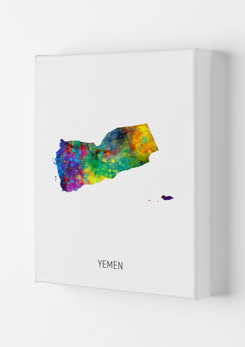 Yemen Watercolour Map Art Print by Michael Tompsett Canvas