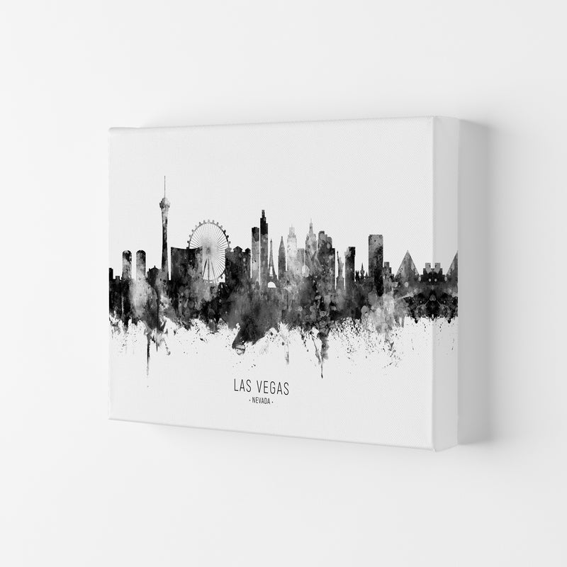 Las Vegas Nevada Skyline Black White City Name  by Michael Tompsett Canvas