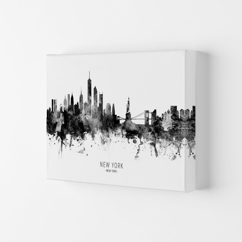 New York New York Skyline Black White City Name  by Michael Tompsett Canvas