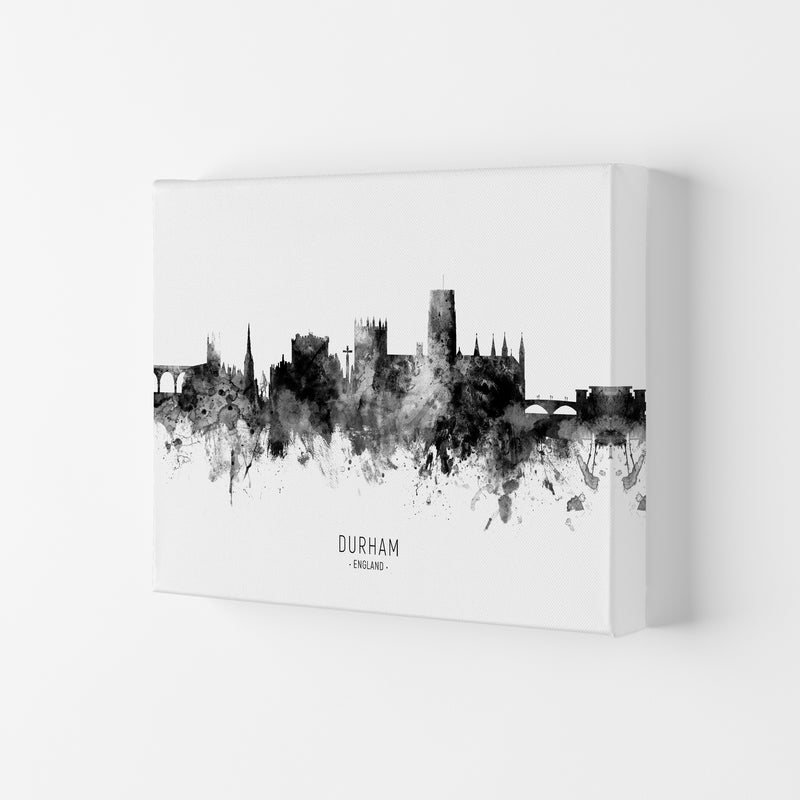Durham England Skyline Black White City Name  by Michael Tompsett Canvas