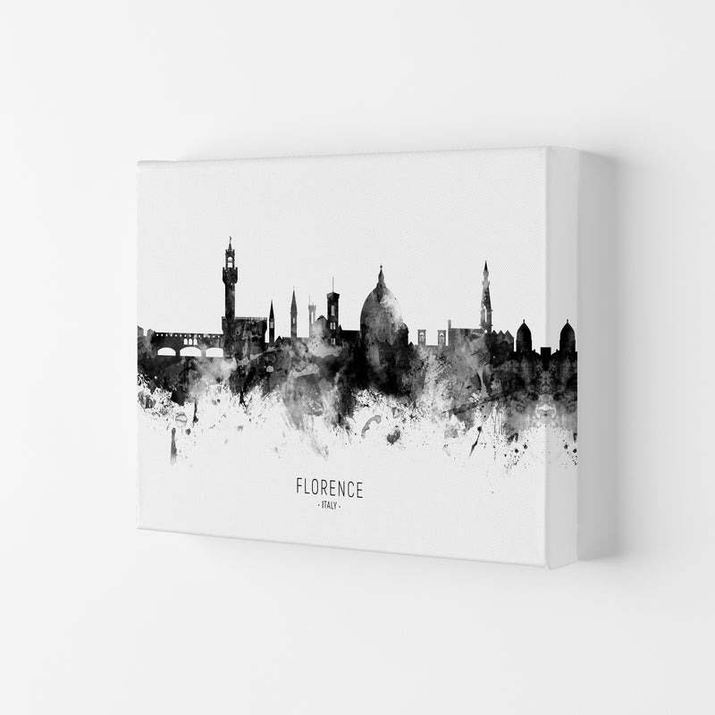 Florence Italy Skyline Black White City Name  by Michael Tompsett Canvas