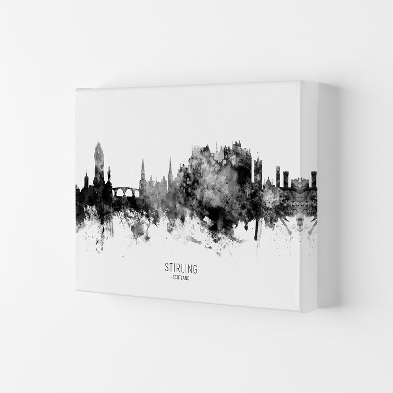 Stirling Scotland Skyline Black White City Name  by Michael Tompsett Canvas