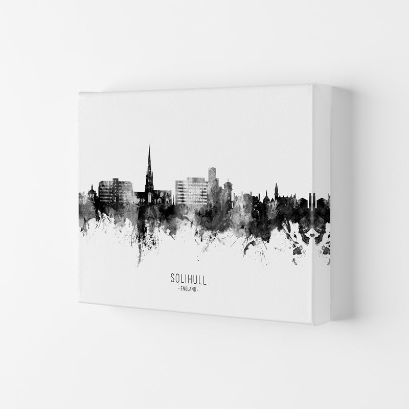 Solihull England Skyline Black White City Name  by Michael Tompsett Canvas