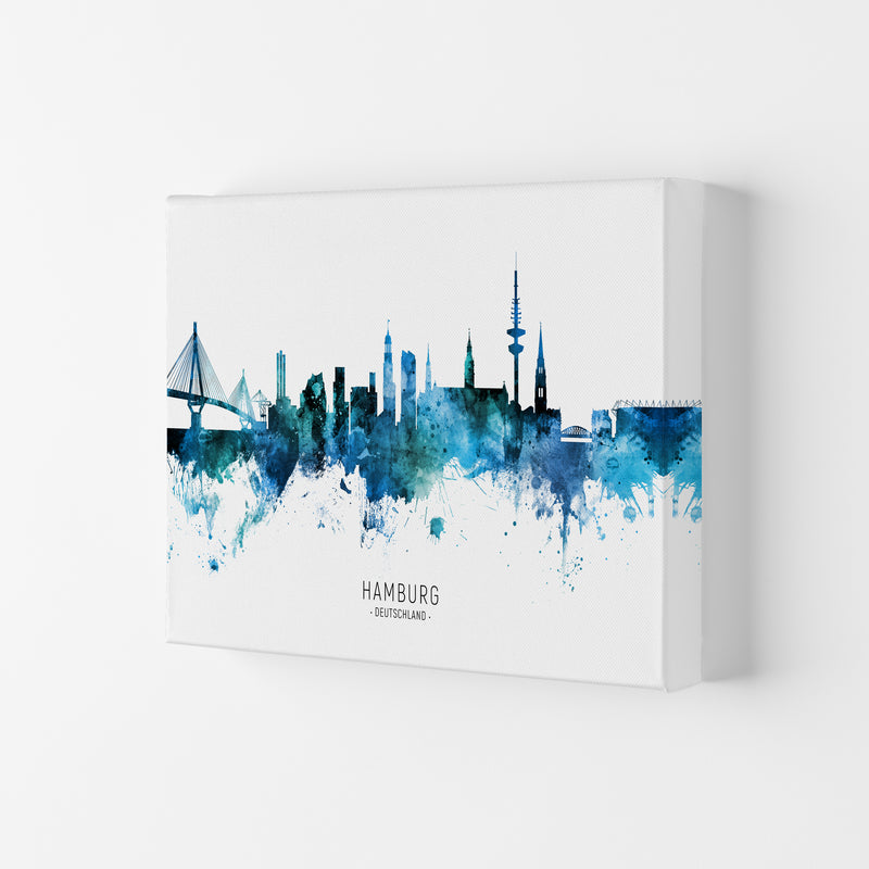 Hamburg Deutschland Skyline Blue City Name  by Michael Tompsett Canvas