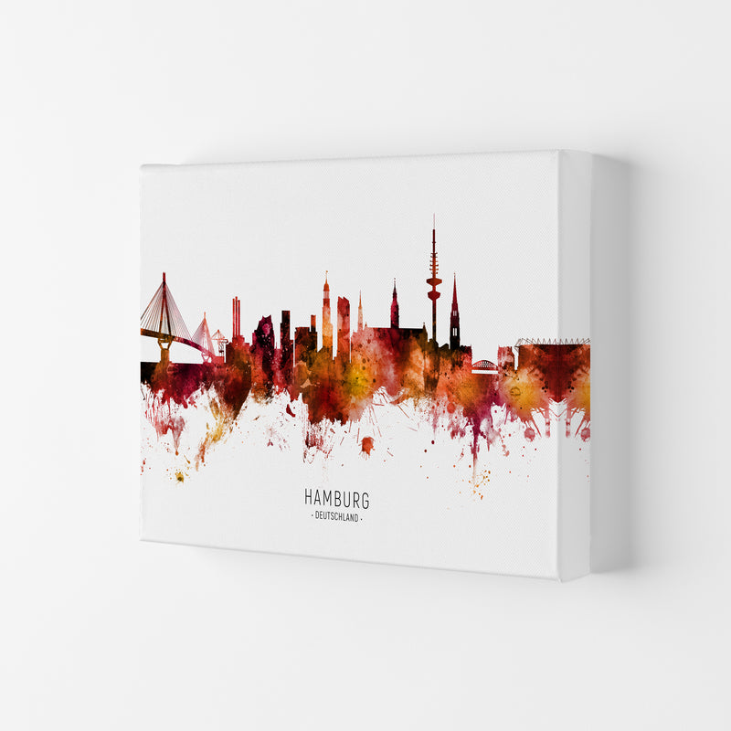 Hamburg Deutschland Skyline Red City Name  by Michael Tompsett Canvas
