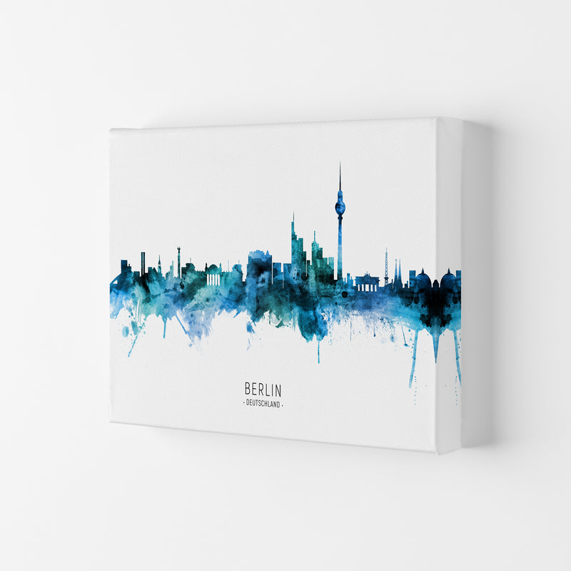 Berlin Deutschland Skyline Blue City Name  by Michael Tompsett Canvas