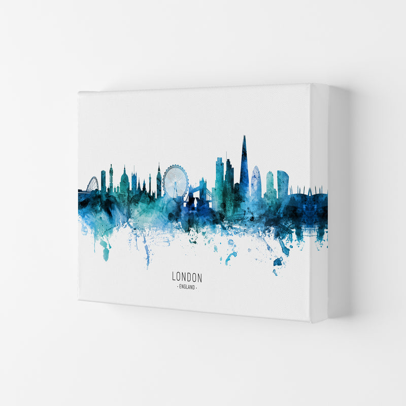London England Skyline Blue City Name  by Michael Tompsett Canvas