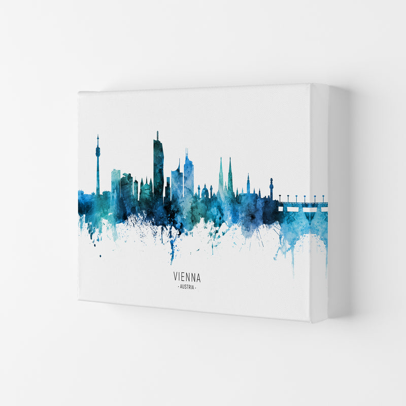 Vienna Austria Skyline Blue City Name  by Michael Tompsett Canvas