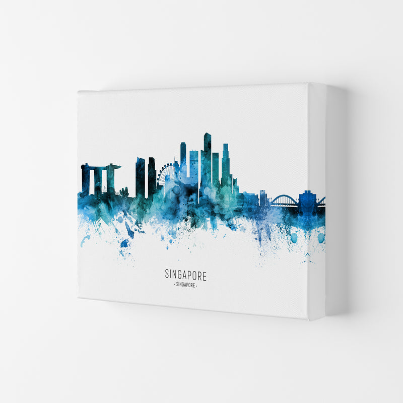 Singapore Singapore Skyline Blue City Name  by Michael Tompsett Canvas