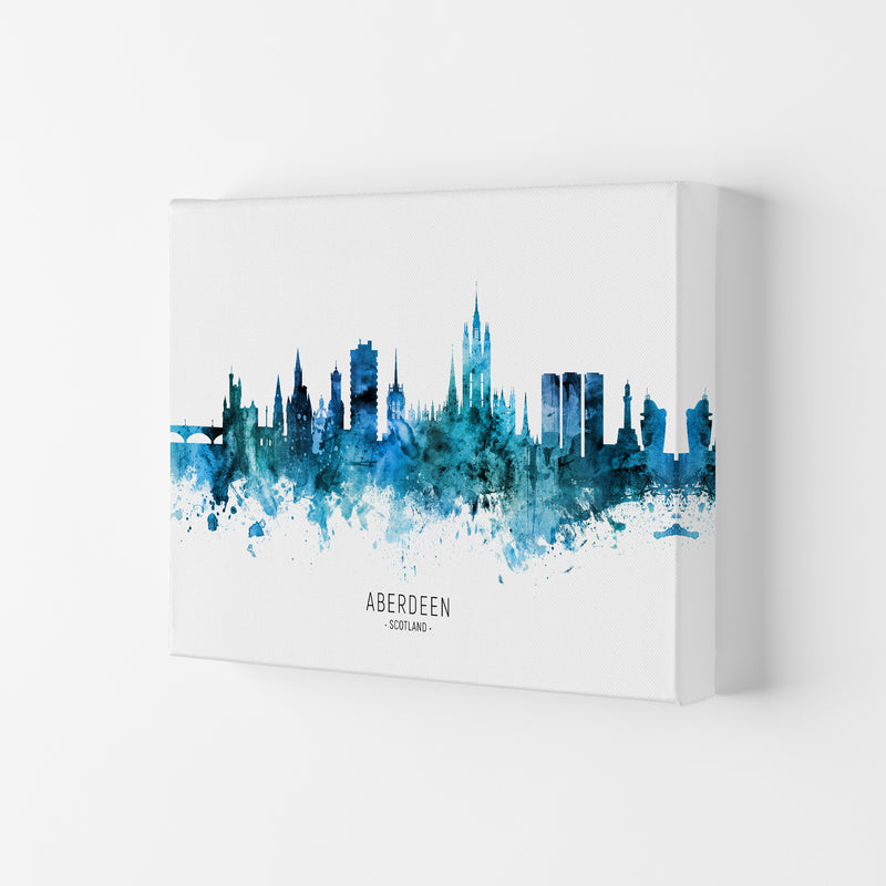 Aberdeen Scotland Skyline Blue City Name  by Michael Tompsett Canvas