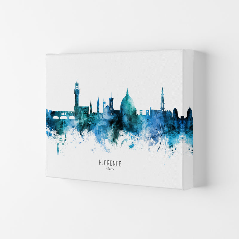 Florence Italy Skyline Blue City Name  by Michael Tompsett Canvas