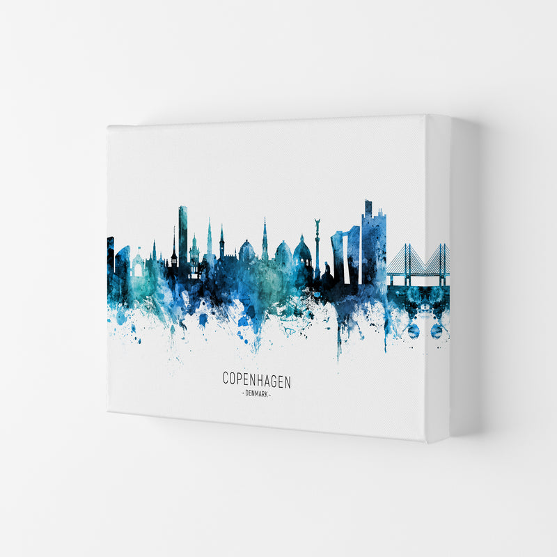 Copenhagen Denmark Skyline Blue City Name  by Michael Tompsett Canvas