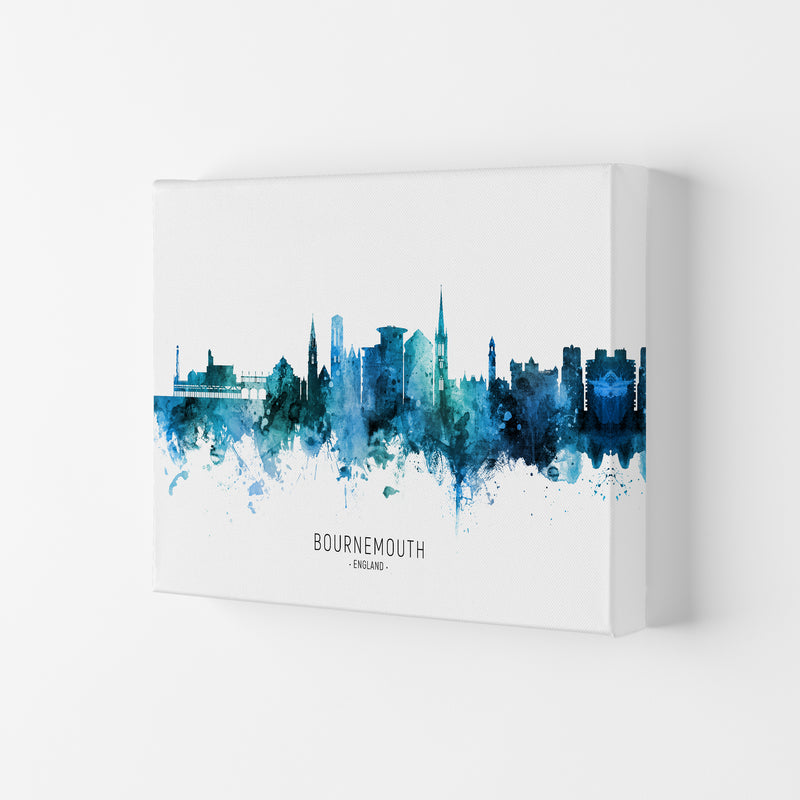 Bournemouth England Skyline Blue City Name  by Michael Tompsett Canvas