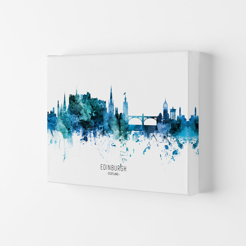 Edinburgh Scotland Skyline Blue City Name  by Michael Tompsett Canvas
