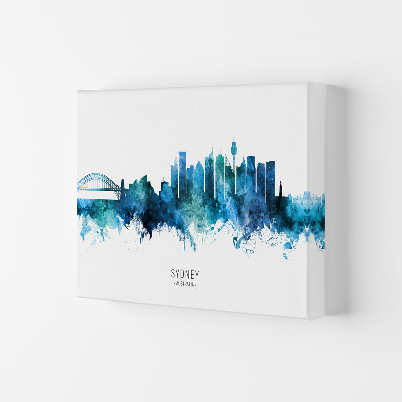 Sydney Australia Skyline Blue City Name  by Michael Tompsett Canvas