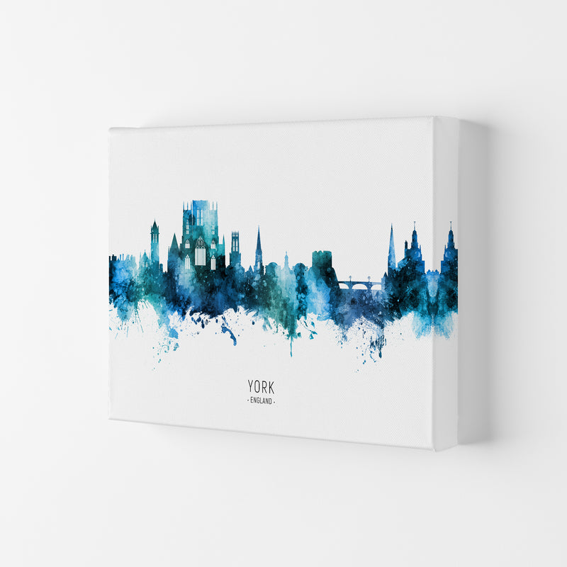York England Skyline Blue City Name Print by Michael Tompsett Canvas