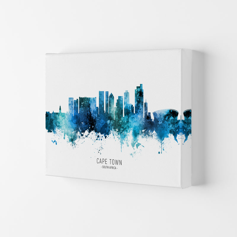 Cape Town South Africa Skyline Blue City Name  by Michael Tompsett Canvas