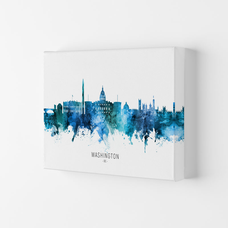 Washington Dc Skyline Blue City Name  by Michael Tompsett Canvas