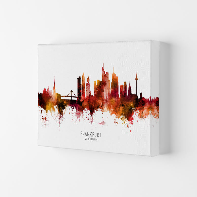 Frankfurt Deutschland Skyline Red City Name  by Michael Tompsett Canvas