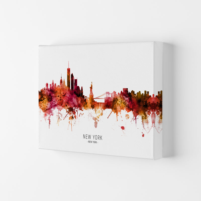 New York New York Skyline Red City Name  by Michael Tompsett Canvas