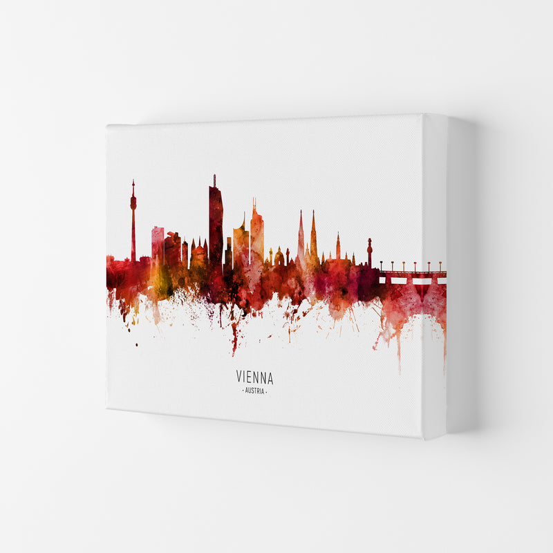 Vienna Austria Skyline Red City Name  by Michael Tompsett Canvas