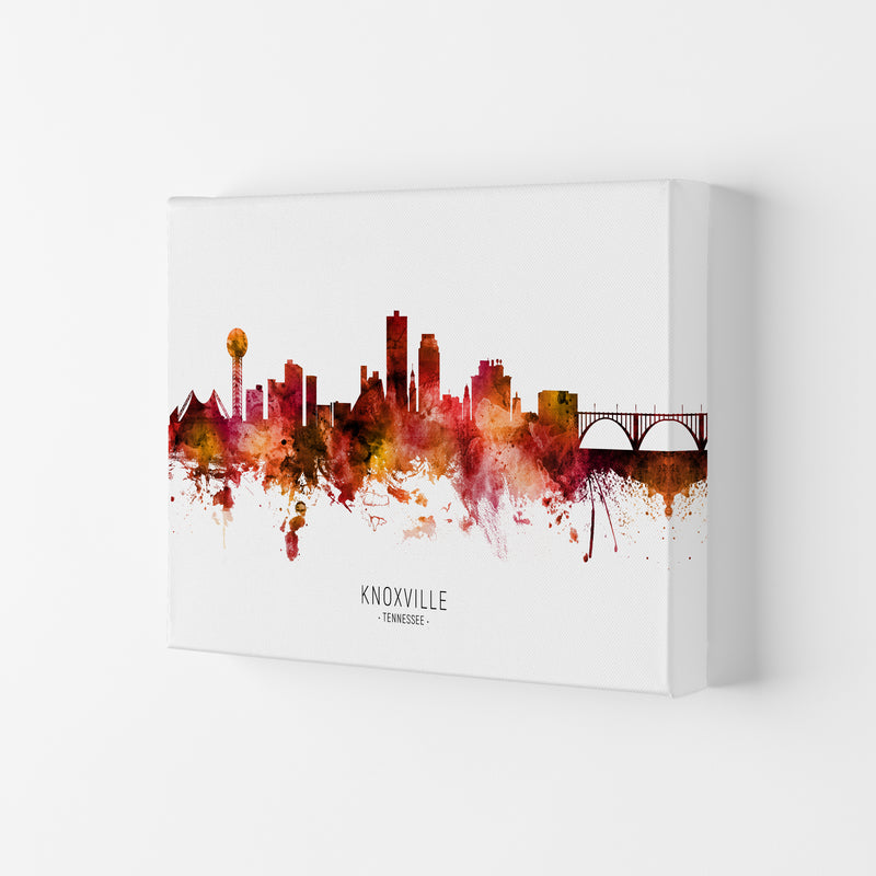 Knoxville Tennessee Skyline Red City Name  by Michael Tompsett Canvas