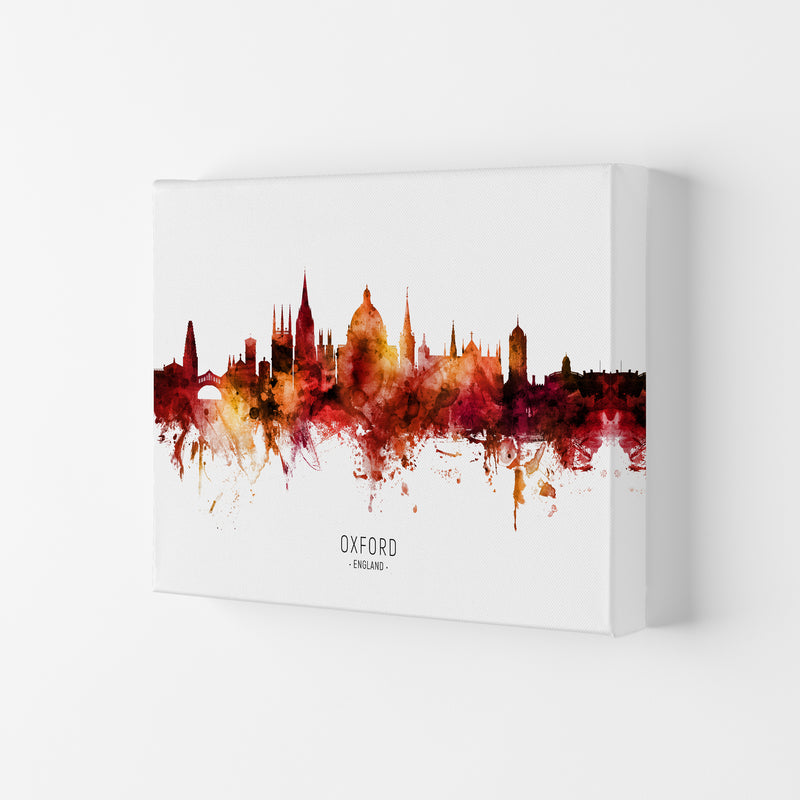 Oxford England Skyline Red City Name  by Michael Tompsett Canvas
