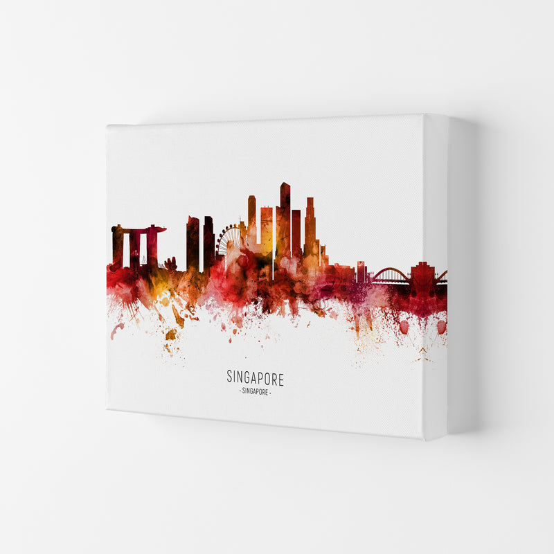 Singapore Singapore Skyline Red City Name  by Michael Tompsett Canvas
