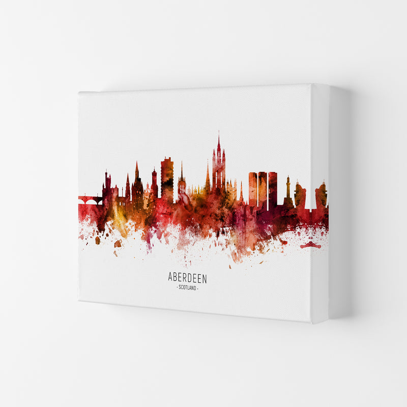 Aberdeen Scotland Skyline Red City Name  by Michael Tompsett Canvas