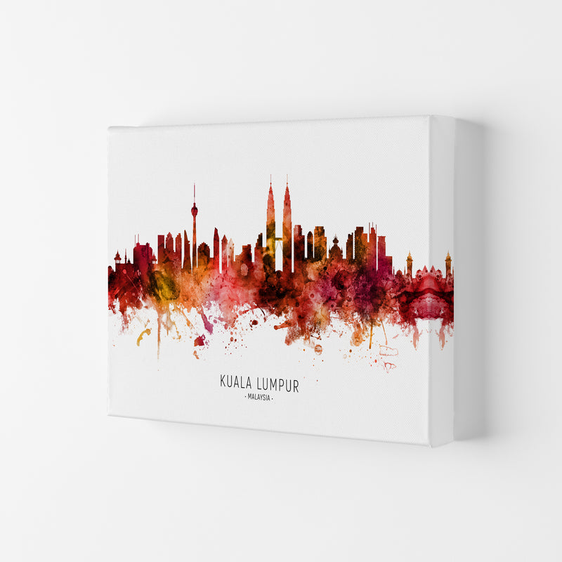 Kuala Lumpur Malaysia Skyline Red City Name  by Michael Tompsett Canvas