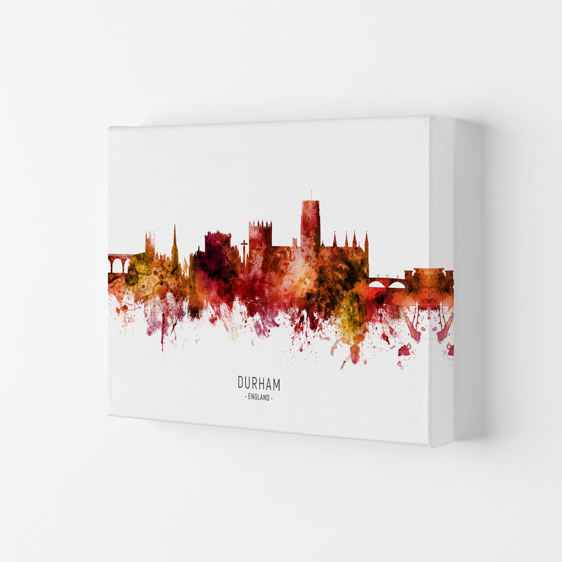 Durham England Skyline Red City Name  by Michael Tompsett Canvas