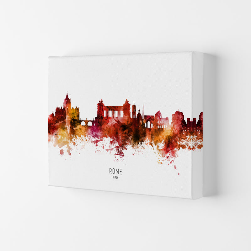 Rome Italy Skyline Red City Name Print by Michael Tompsett Canvas