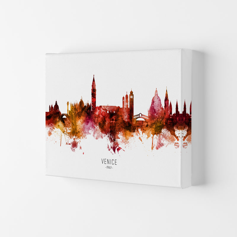 Venice Italy Skyline Red City Name Print by Michael Tompsett Canvas
