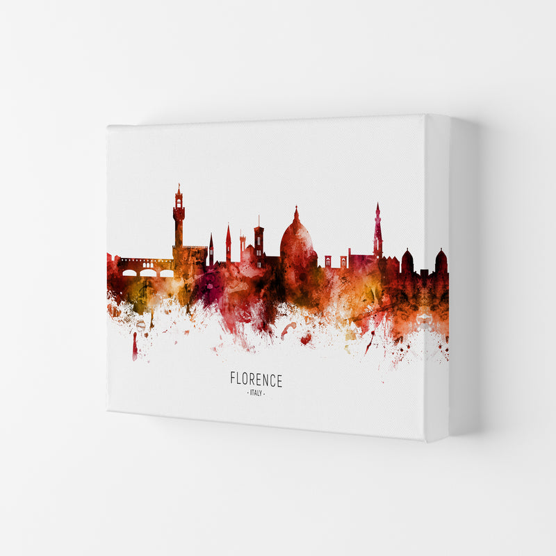 Florence Italy Skyline Red City Name  by Michael Tompsett Canvas