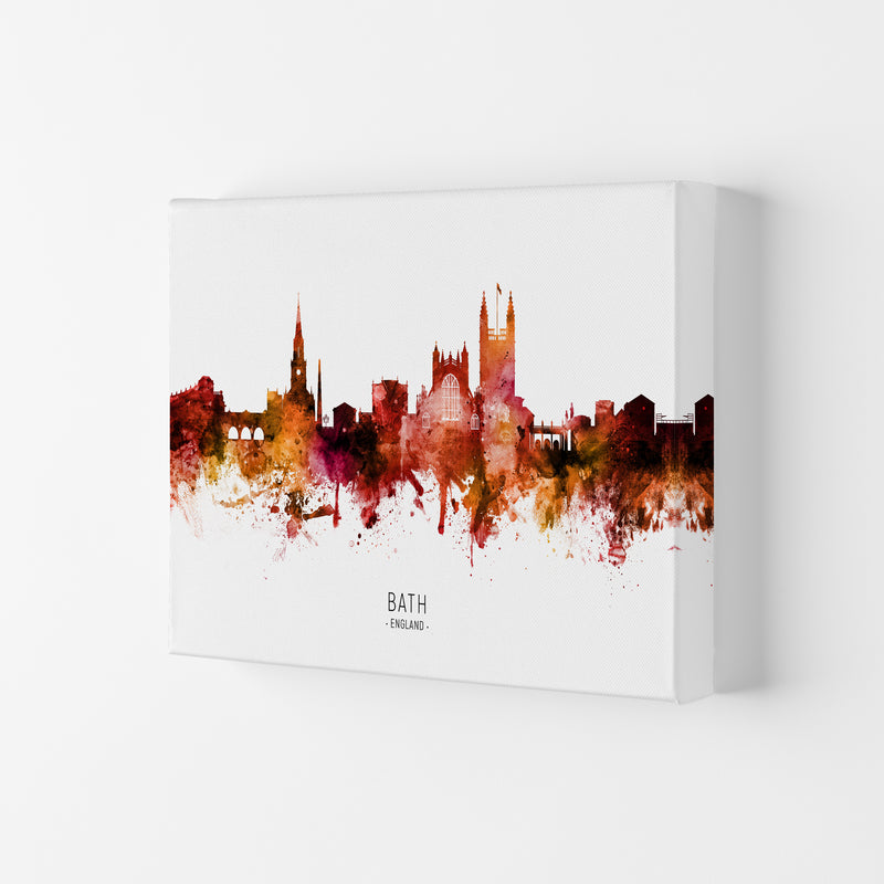 Bath England Skyline Red City Name Print by Michael Tompsett Canvas