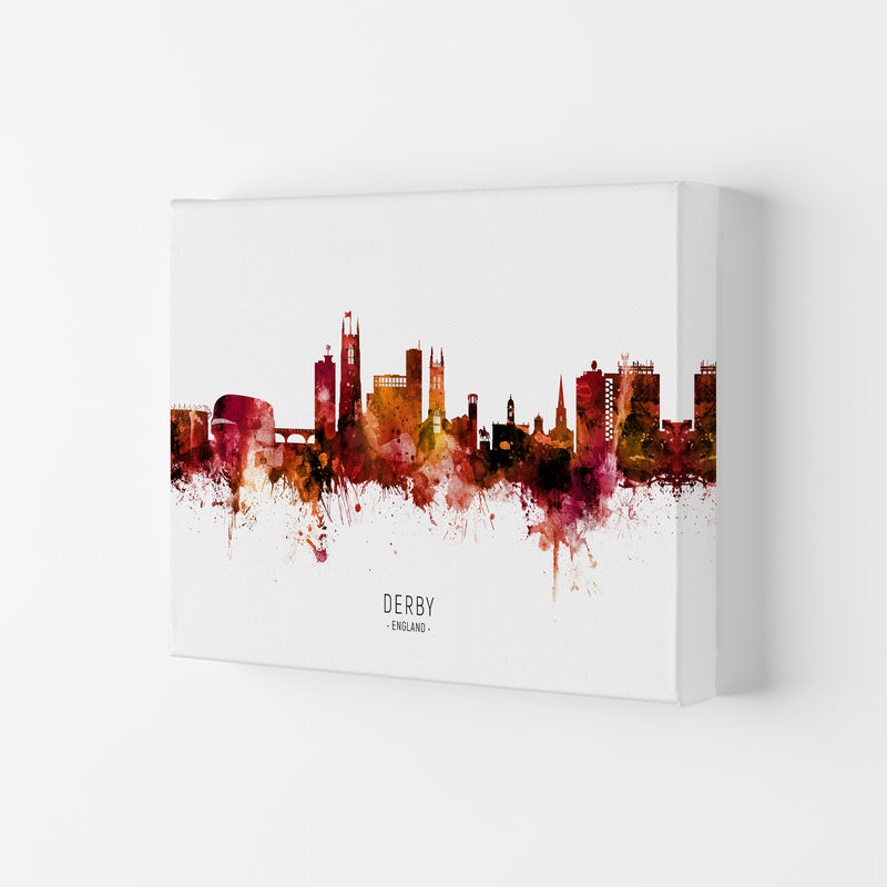 Derby England Skyline Red City Name Print by Michael Tompsett Canvas
