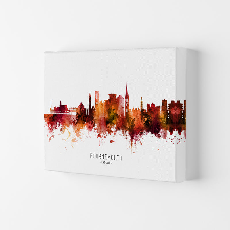 Bournemouth England Skyline Red City Name  by Michael Tompsett Canvas