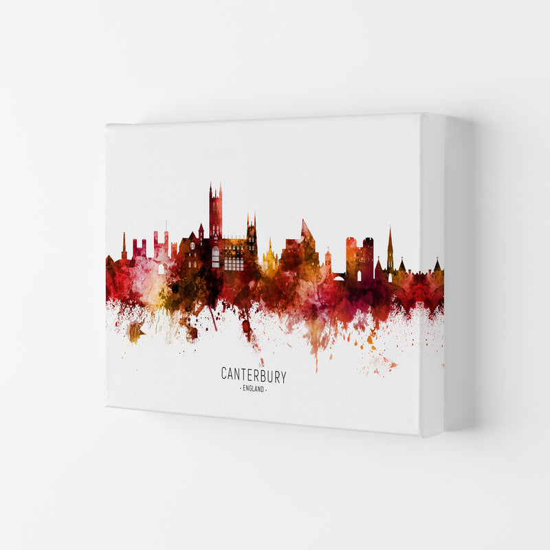 Canterbury England Skyline Red City Name  by Michael Tompsett Canvas
