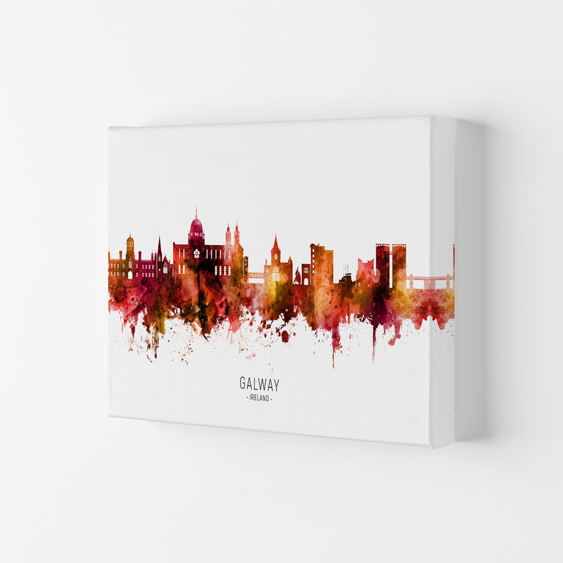 Galway Ireland Skyline Red City Name  by Michael Tompsett Canvas