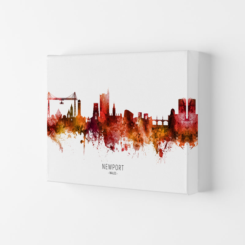 Newport Wales Skyline Red City Name Print by Michael Tompsett Canvas