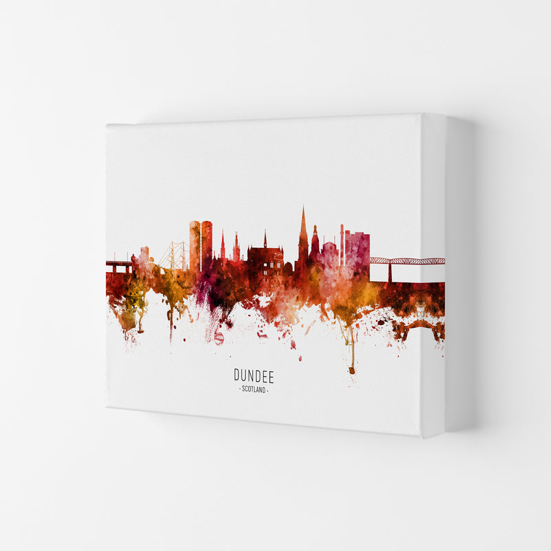 Dundee Scotland Skyline Red City Name  by Michael Tompsett Canvas