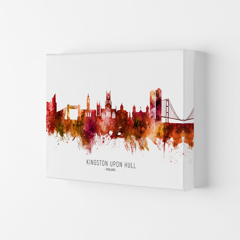 Kingston Upon Hull England Skyline Red City Name  by Michael Tompsett Canvas