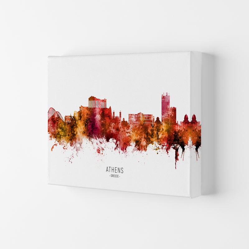 Athens Greece Skyline Red City Name Print by Michael Tompsett Canvas