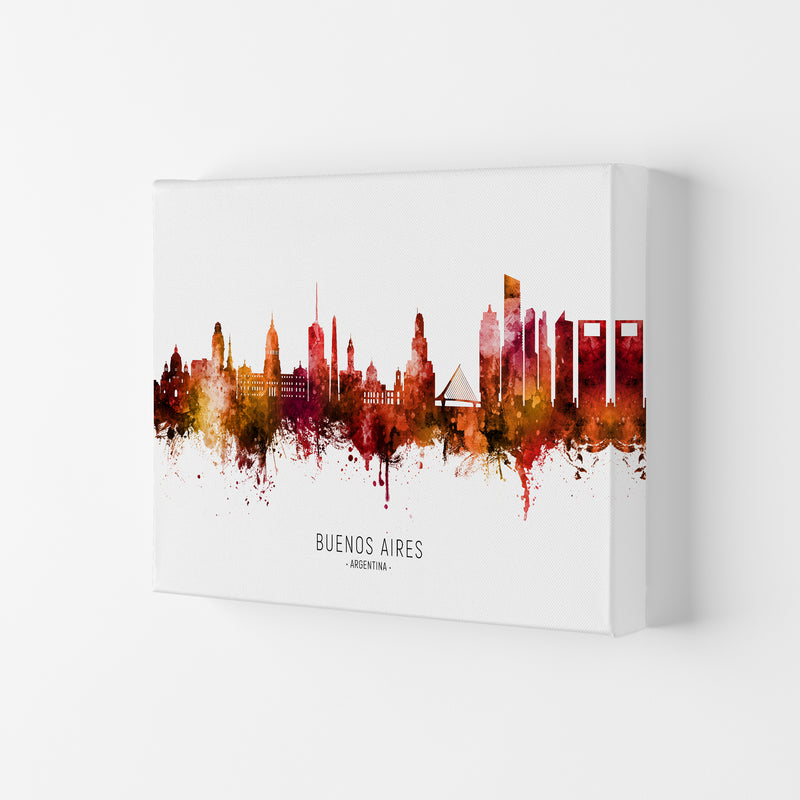 Buenos Aires Argentina Skyline Red City Name  by Michael Tompsett Canvas