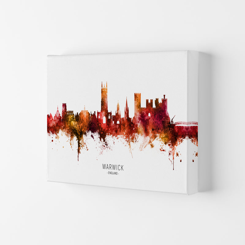 Warwick England Skyline Red City Name  by Michael Tompsett Canvas
