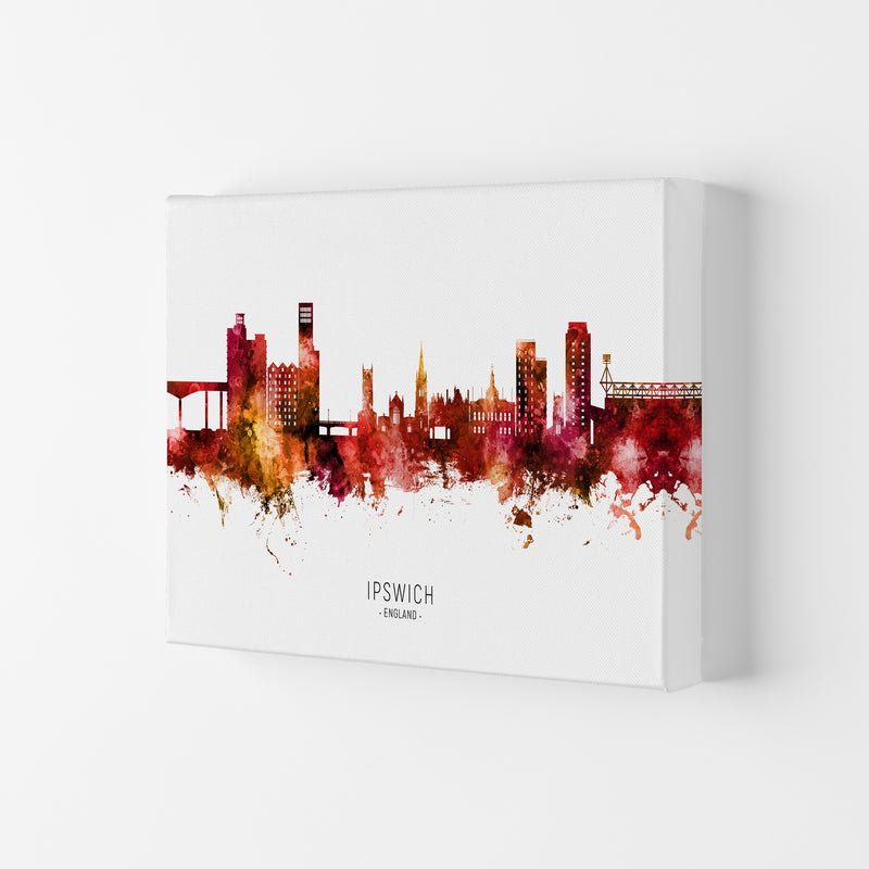 Ipswich England Skyline Red City Name  by Michael Tompsett Canvas